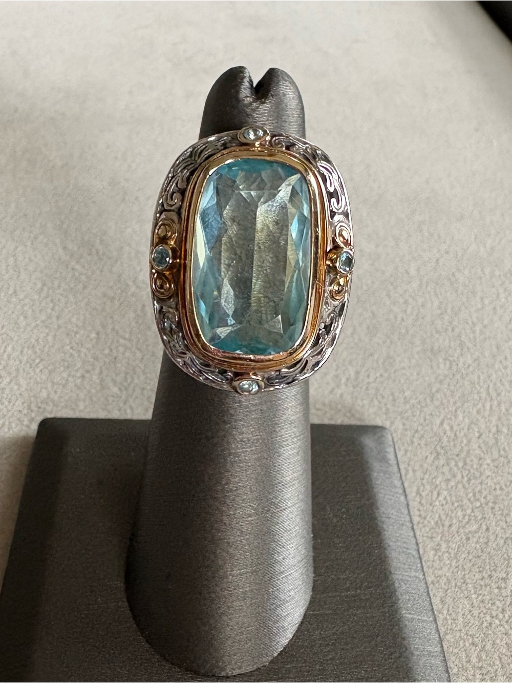 Konstantino Blue Topaz Sterling Silver 18K Gold Cocktail Ring -